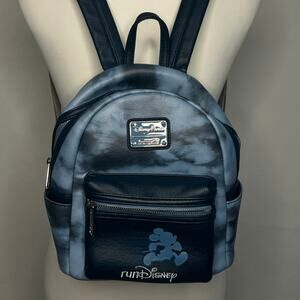 Disney Parks x Loungefly Blue Mickey Run Mini Backpack Faux Leather